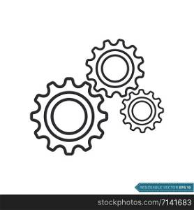 Gear Icon Vector Template, Flat Design Engineering Cogwheel Illustration Design