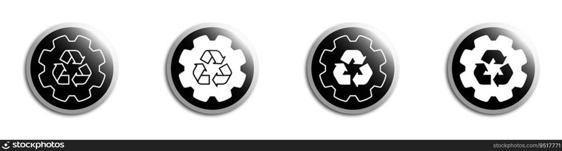 Gear icon with recycling symbol inside. Vector illustration.