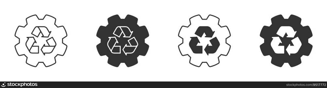 Gear icon with recycling symbol inside. Vector illustration.