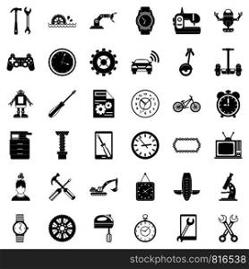 Gear icons set. Simple style of 36 gear vector icons for web isolated on white background. Gear icons set, simple style