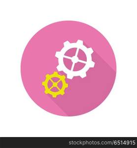 Gear Icons Web Button. Strategic Management. Gear icons web button isolated on white. Strategic management concept. Cogwheel and development symbol. Integral parts for constant business work. Machinery progress sign. Vector design illustration