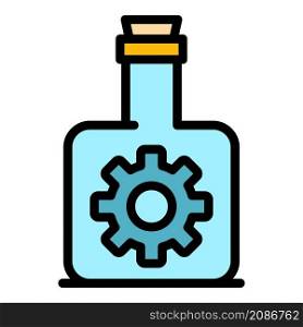 Gear in flask icon. Outline gear in flask vector icon color flat isolated. Gear in flask icon color outline vector