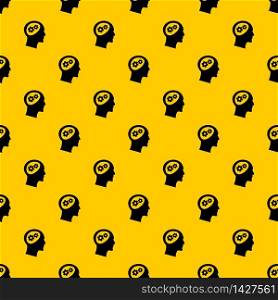 Gear in head pattern seamless vector repeat geometric yellow for any design. Gear in head pattern vector