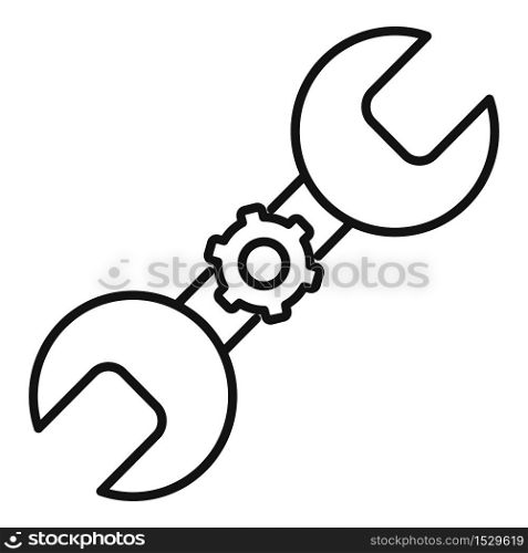 Gear key service center icon. Outline gear key service center vector icon for web design isolated on white background. Gear key service center icon, outline style