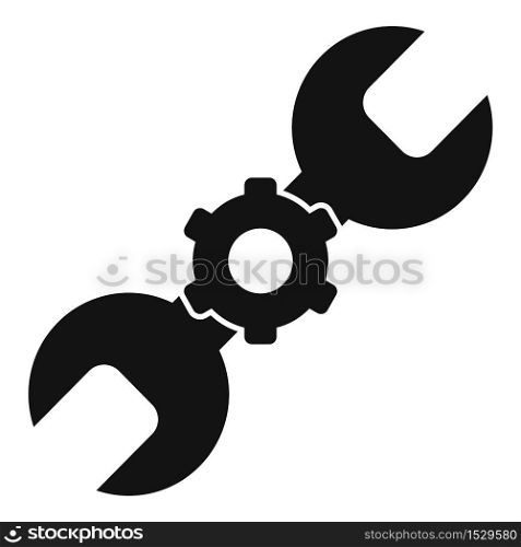 Gear key service center icon. Simple illustration of gear key service center vector icon for web design isolated on white background. Gear key service center icon, simple style