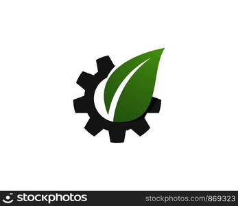 Gear leaf logo vector icon template