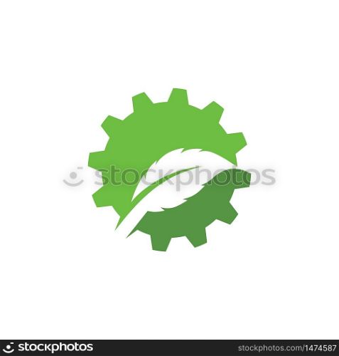 gear leaf vector icon illustration design template