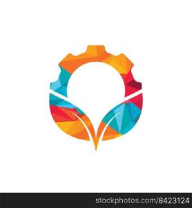 Gear leaf vector logo design. Abstract concept for ecology theme, green eco energy, technology and industry. 