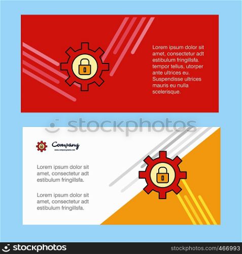 Gear locked abstract corporate business banner template, horizontal advertising business banner.