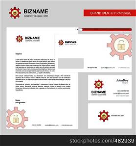 Gear locked Business Letterhead, Envelope and visiting Card Design vector template