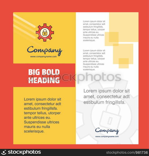 Gear locked Company Brochure Title Page Design. Company profile, annual report, presentations, leaflet Vector Background