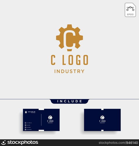 gear machine logo initial c industry vector icon design