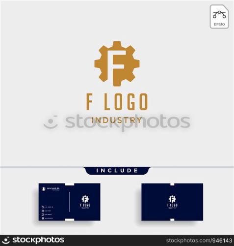 gear machine logo initial f industry vector icon design