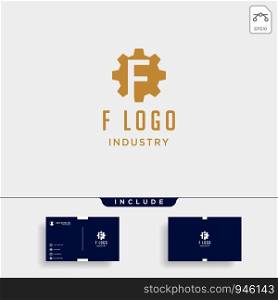 gear machine logo initial f industry vector icon design