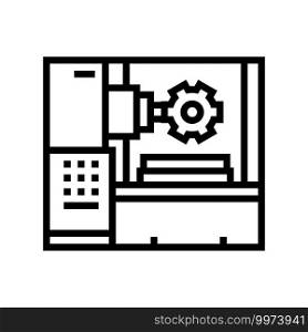 gear-machined apparatus line icon vector. gear-machined apparatus sign. isolated contour symbol black illustration. gear-machined apparatus line icon vector illustration