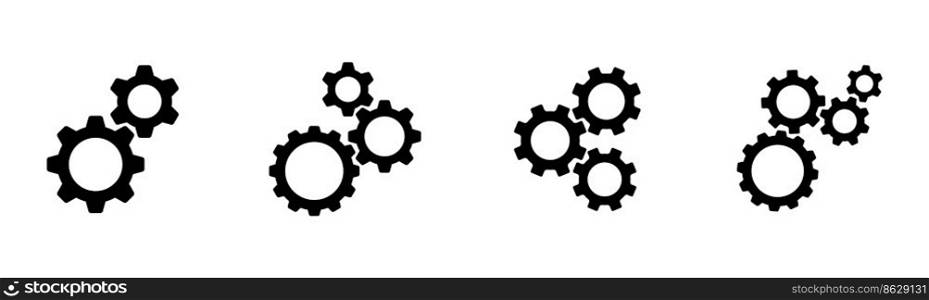 Gear mechanism icon set of 4, design element suitable for websites, print design or app