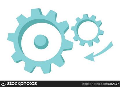Gear mechanism vector cartoon illustration isolated on white background.. Gear mechanism vector cartoon illustration.