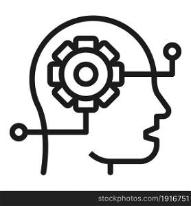 Gear mind icon outline vector. Human brain. Head process. Gear mind icon outline vector. Human brain