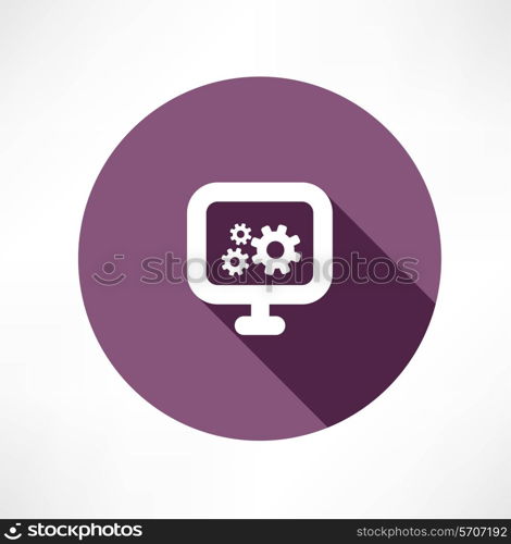 gear monitor icon Flat modern style vector illustration