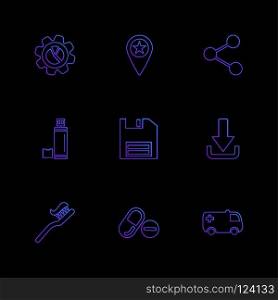 gear , navigation , share, bottle , save , floppy , download ,brush , medical , ambulance ,  icon, vector, design,  flat,  collection, style, creative,  icons