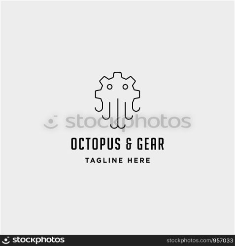 gear octopus logo vector sea industry line icon sign symbol illustration isolated. gear octopus logo vector sea industry line icon sign symbol isolated