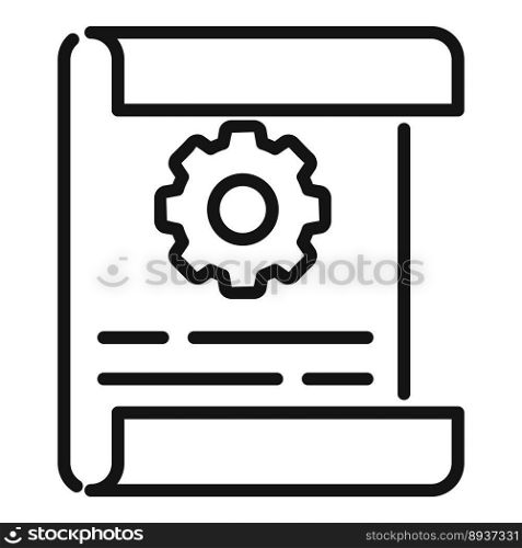 Gear paper icon outline vector. Book data. Business manual. Gear paper icon outline vector. Book data