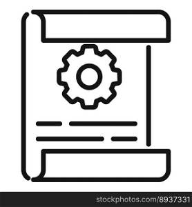 Gear paper icon outline vector. Book data. Business manual. Gear paper icon outline vector. Book data