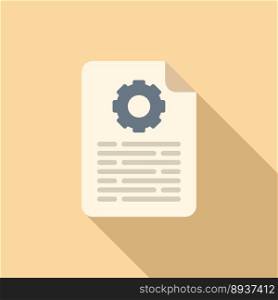 Gear paper manual icon flat vector. Guide book. Data support. Gear paper manual icon flat vector. Guide book