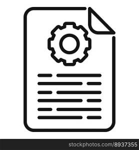 Gear paper manual icon outline vector. Guide book. Data support. Gear paper manual icon outline vector. Guide book