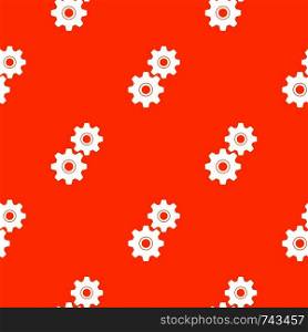 Gear pattern repeat seamless in orange color for any design. Vector geometric illustration. Gear pattern seamless