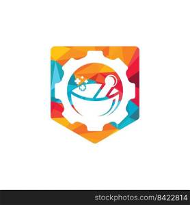 Gear pharmacy vector logo design. Mechanic health logo concept. 