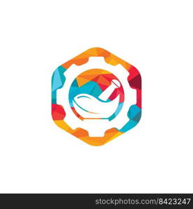 Gear pharmacy vector logo design. Mechanic health logo concept. 