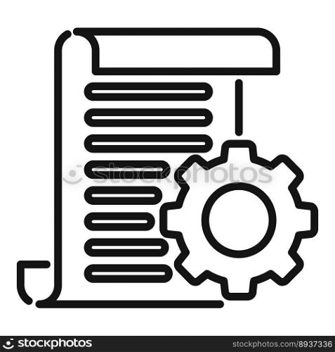 Gear project icon outline vector. Book data. Help guide. Gear project icon outline vector. Book data
