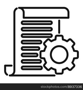 Gear project icon outline vector. Book data. Help guide. Gear project icon outline vector. Book data