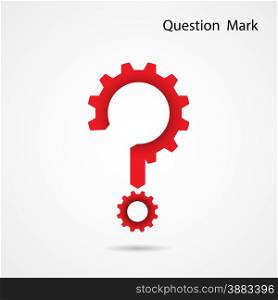 Gear question mark on background. Education and industrial concept. Vector illustration