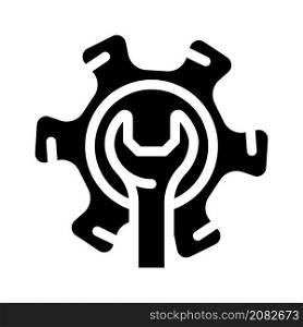 gear repair process glyph icon vector. gear repair process sign. isolated contour symbol black illustration. gear repair process glyph icon vector illustration