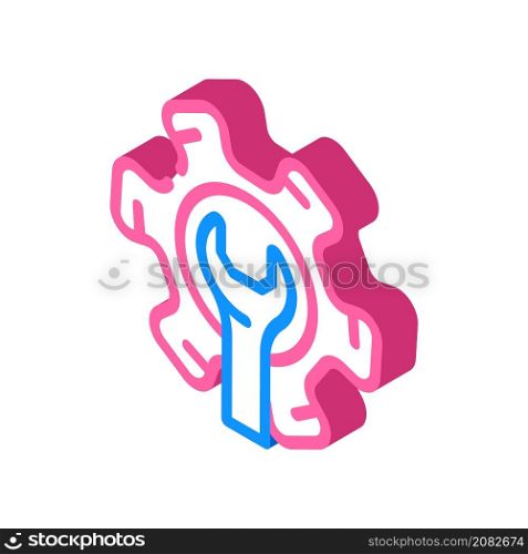 gear repair process isometric icon vector. gear repair process sign. isolated symbol illustration. gear repair process isometric icon vector illustration