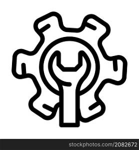 gear repair process line icon vector. gear repair process sign. isolated contour symbol black illustration. gear repair process line icon vector illustration