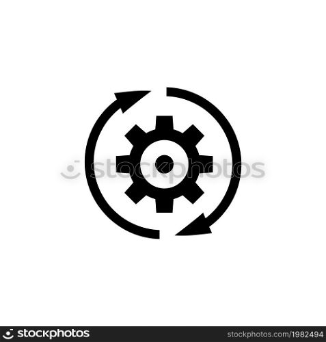 Gear Rotation Direction. Flat Vector Icon illustration. Simple black symbol on white background. Gear Rotation Direction sign design template for web and mobile UI element. Gear Rotation Direction Flat Vector Icon