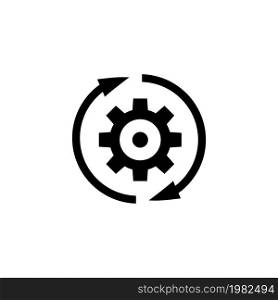 Gear Rotation Direction. Flat Vector Icon illustration. Simple black symbol on white background. Gear Rotation Direction sign design template for web and mobile UI element. Gear Rotation Direction Flat Vector Icon