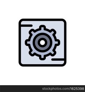 Gear, Setting, Box  Flat Color Icon. Vector icon banner Template