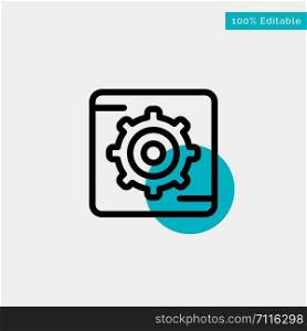 Gear, Setting, Box turquoise highlight circle point Vector icon