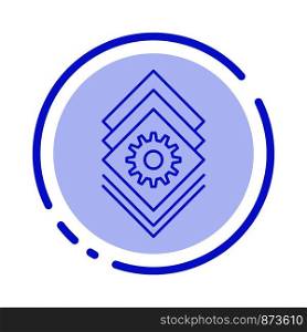Gear, Setting, Bundle, Server Blue Dotted Line Line Icon