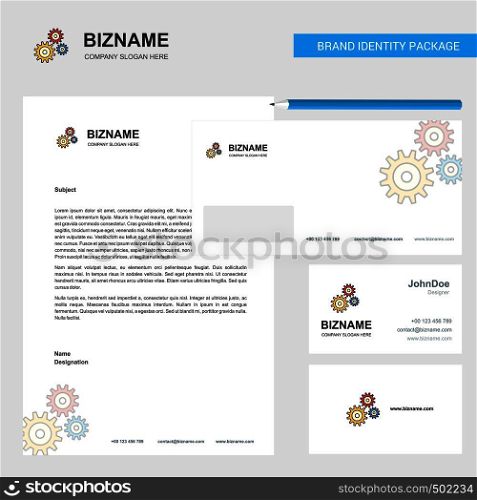 Gear setting Business Letterhead, Envelope and visiting Card Design vector template
