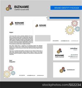 Gear setting Business Letterhead, Envelope and visiting Card Design vector template