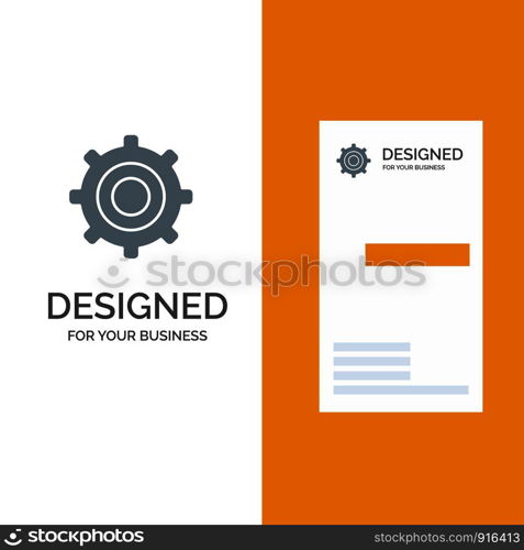 Gear, Setting, Cogs Grey Logo Design and Business Card Template