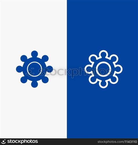 Gear, Setting, Cogs Line and Glyph Solid icon Blue banner Line and Glyph Solid icon Blue banner