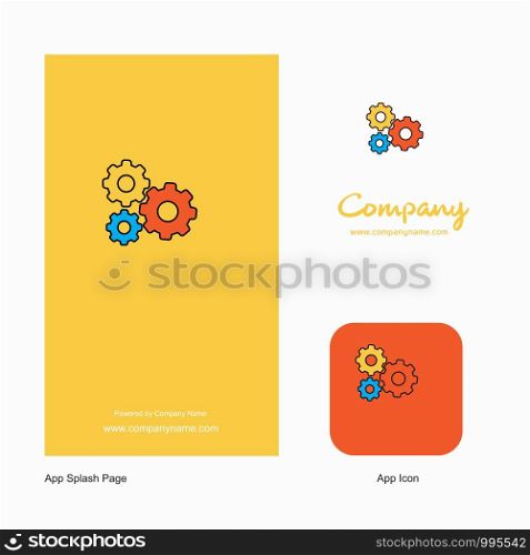 Gear setting Company Logo App Icon and Splash Page Design. Creative Business App Design Elements