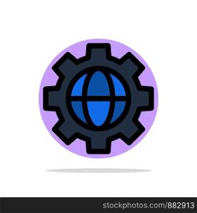 Gear, Setting, Globe Abstract Circle Background Flat color Icon