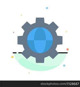 Gear, Setting, Globe Abstract Flat Color Icon Template